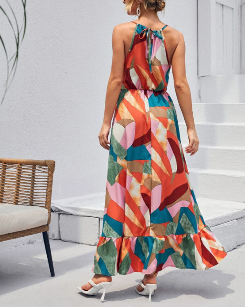 Resort Print Maxi Sleeveless Dress