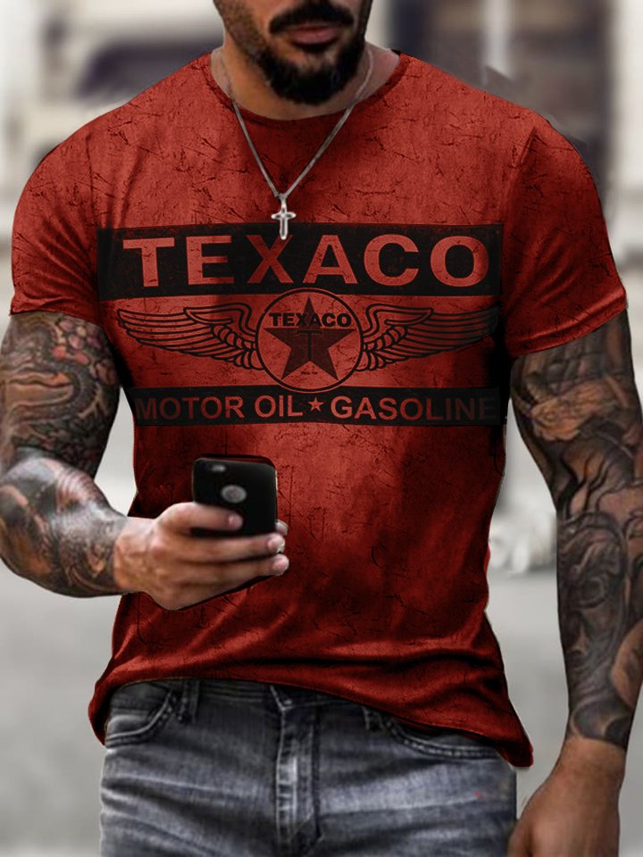 Engine oil print casual T-shirt - DUVAL