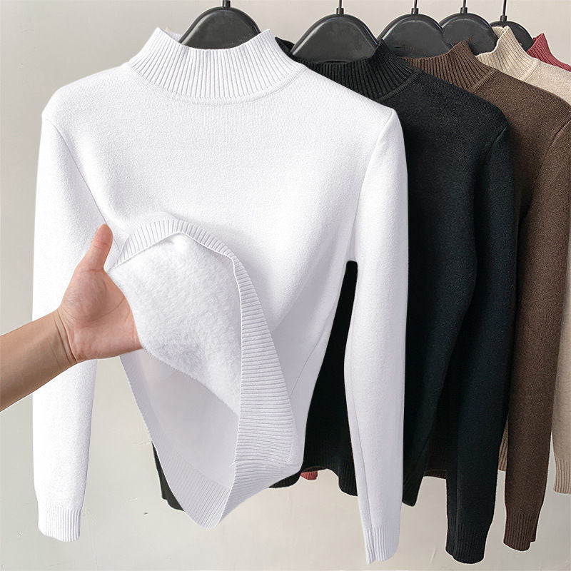 Winter thickened half turtleneck inner sweater