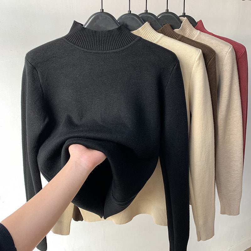 Winter thickened half turtleneck inner sweater