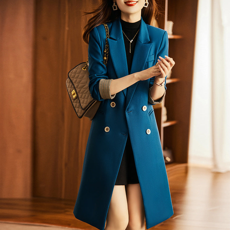 High-quality blue suit windbreaker coat
