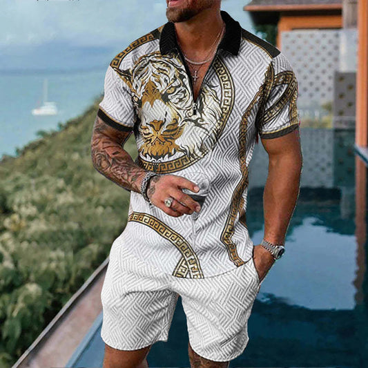 Golden Tiger Polo Shirt And Shorts Co-Ord