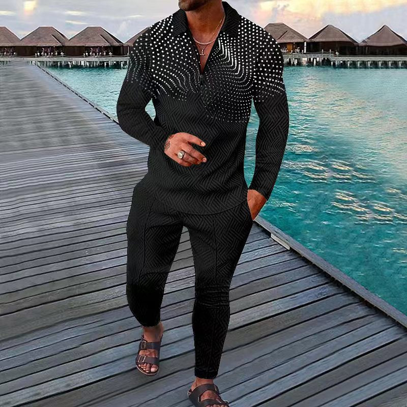 Casual Galaxy Leisure Long Sleeve Polo Suit