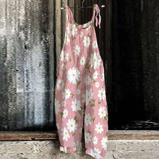 Print Casual Pink/Flowers Oversize Jumpsuit - DUVAL