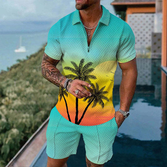 Tropical Day Polo Shirt And Shorts Co-Ord
