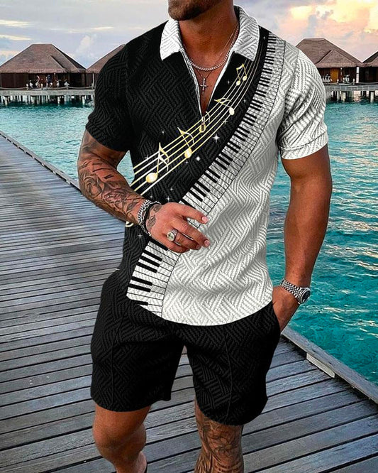 Musical Polo Shirt And Shorts Co-Ord