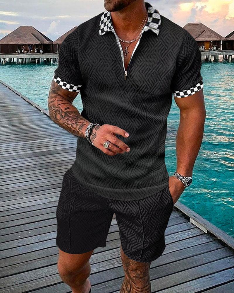 Checkered Polo Shirt And Shorts Co-Ord - DUVAL