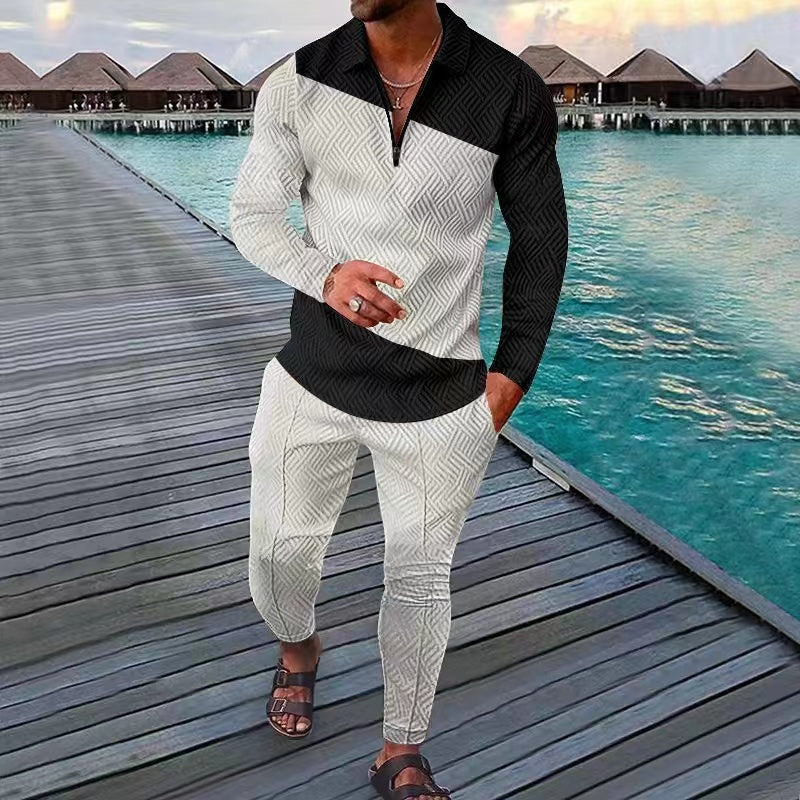 Casual Designer Long Sleeve Polo Suit