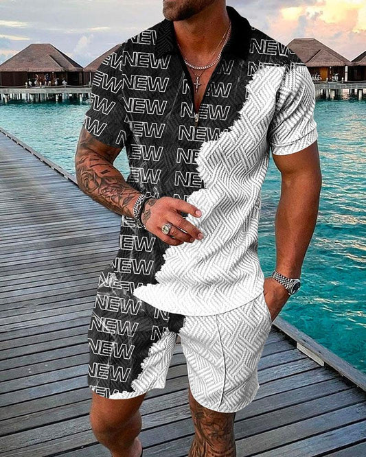 Men's Casual New Patterned Polo Suit