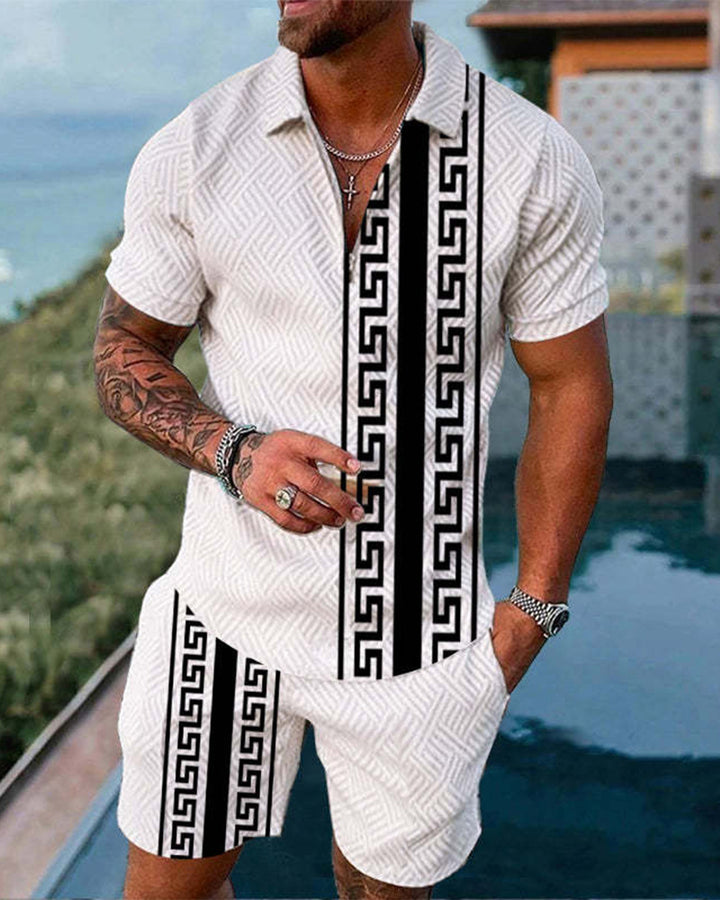 Men's casual printed polo suit main image 0