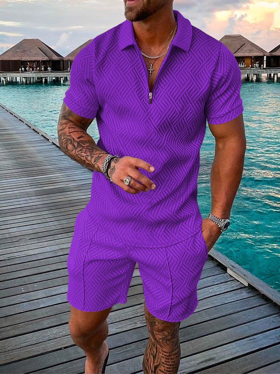 Holiday Violet Polo Shirt And Shorts Co-Ord