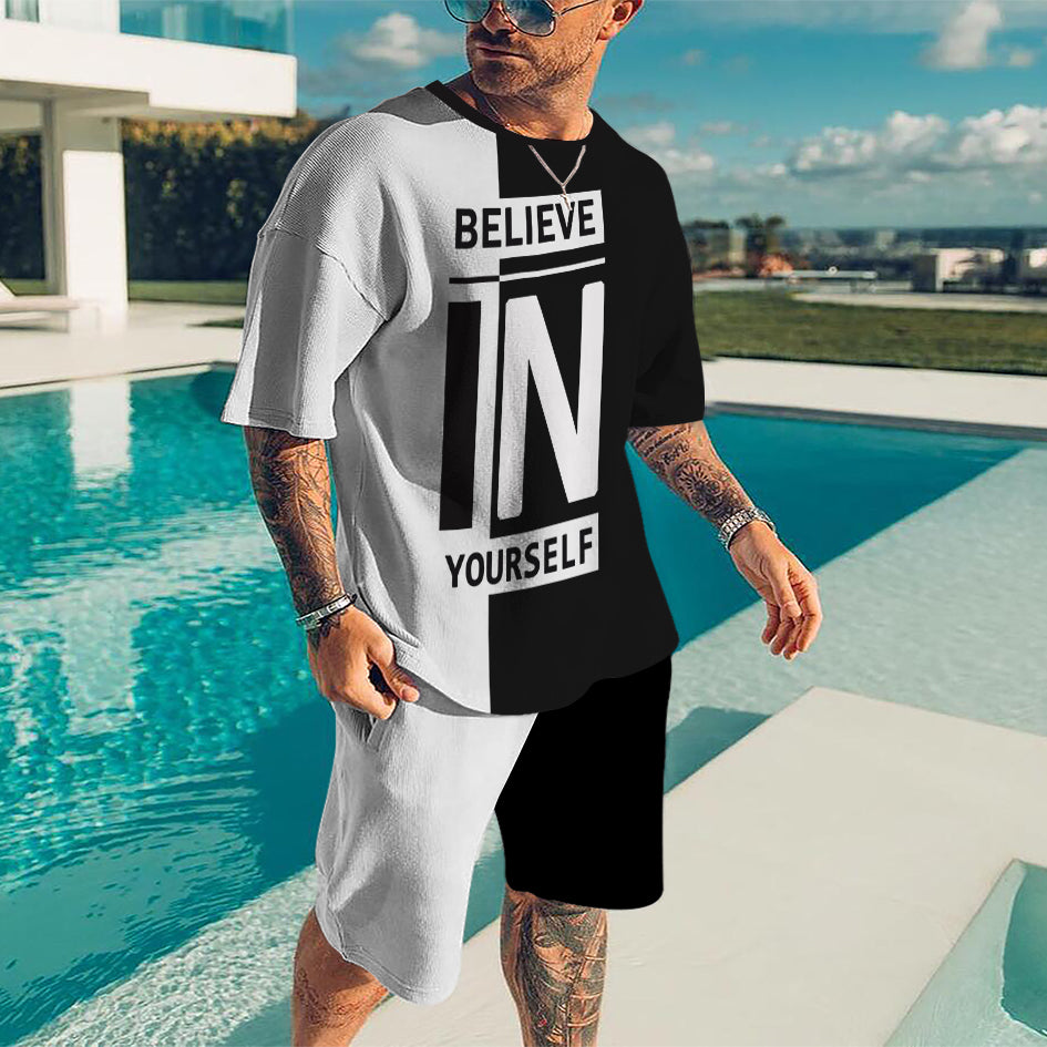 Oversized Men's T-Shirt & Shorts Set Believe In Yourself – DUVAL